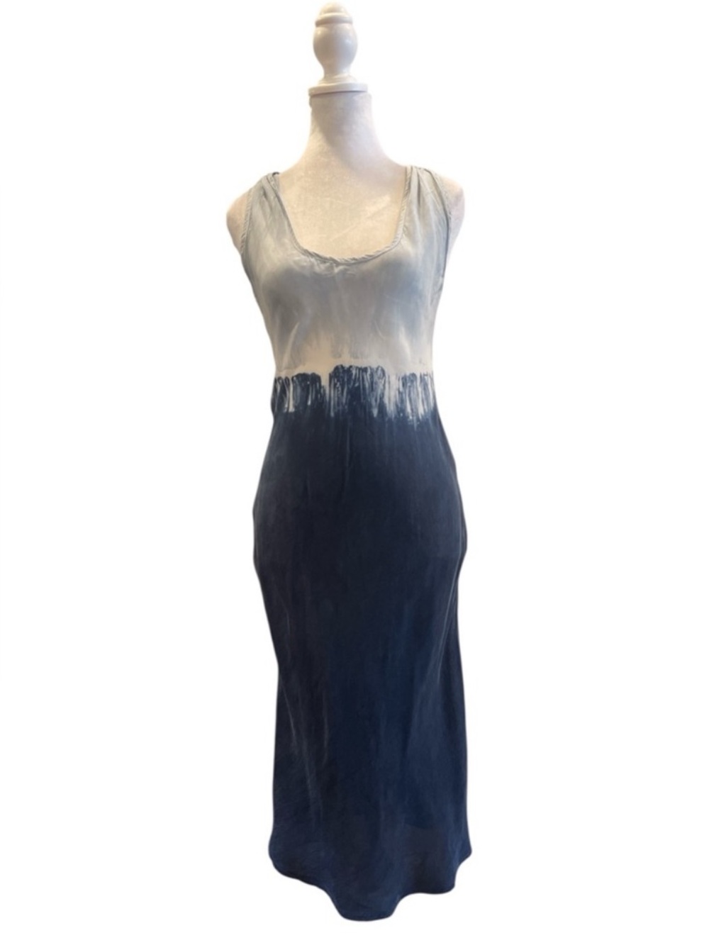 James Perse Blue Ombré Slip Dress Size 2 Open Back Midi US 6-8